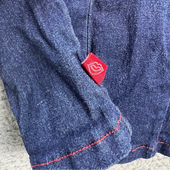 Vtg Hot Kiss Babydoll Crop Top Large Denim Red Detail 90s/Y2K Fitted Strappy EUC - Picture 7 of 11